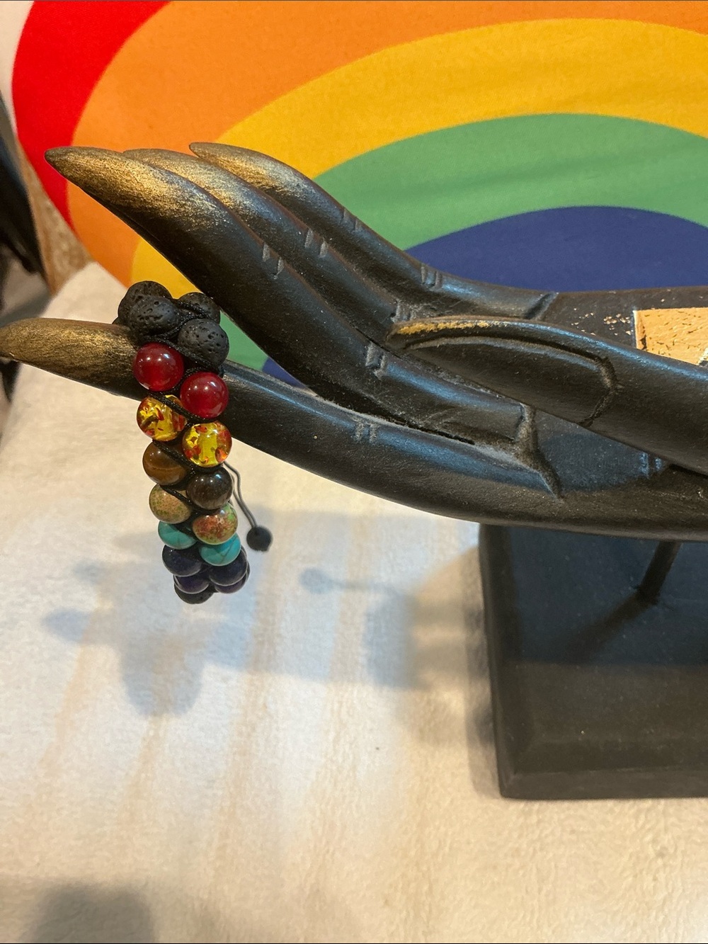 7 Chakra Healing/Pride Bracelet Lava Stone 8mm Women Double Layered Boho Jewelry